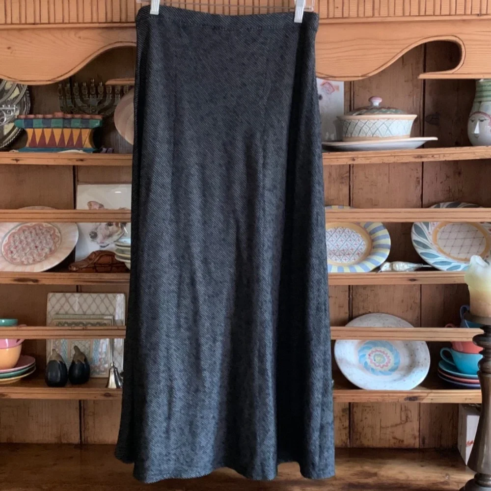 Black & White Stripe Faux Wrap Maxi Skirt Size M Elastic Waist